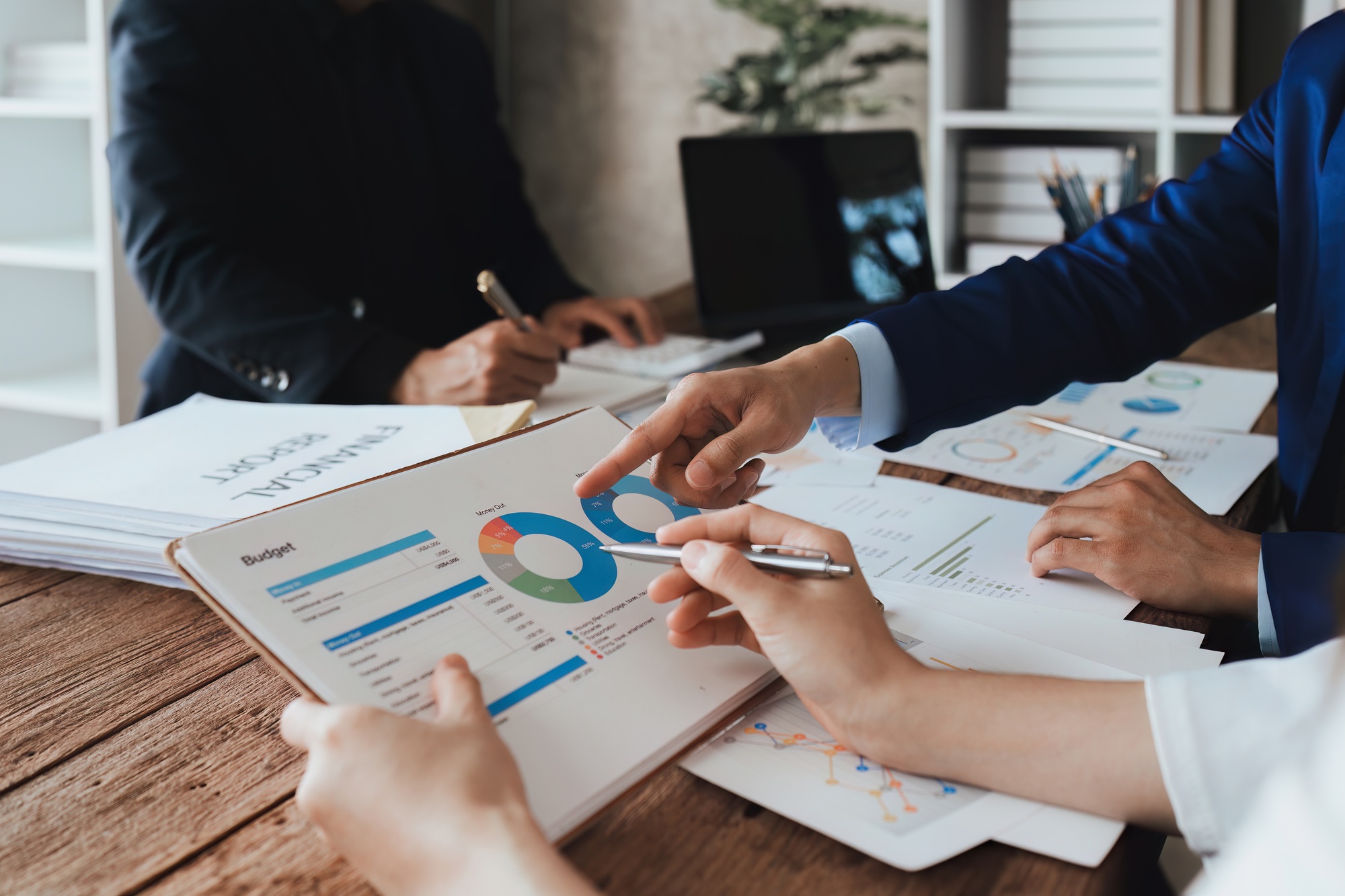 Business team discuss and research and making project strategy, finance, analysis, teamwork, plan Business team discuss and research and making project strategy, finance, analysis, teamwork, plan